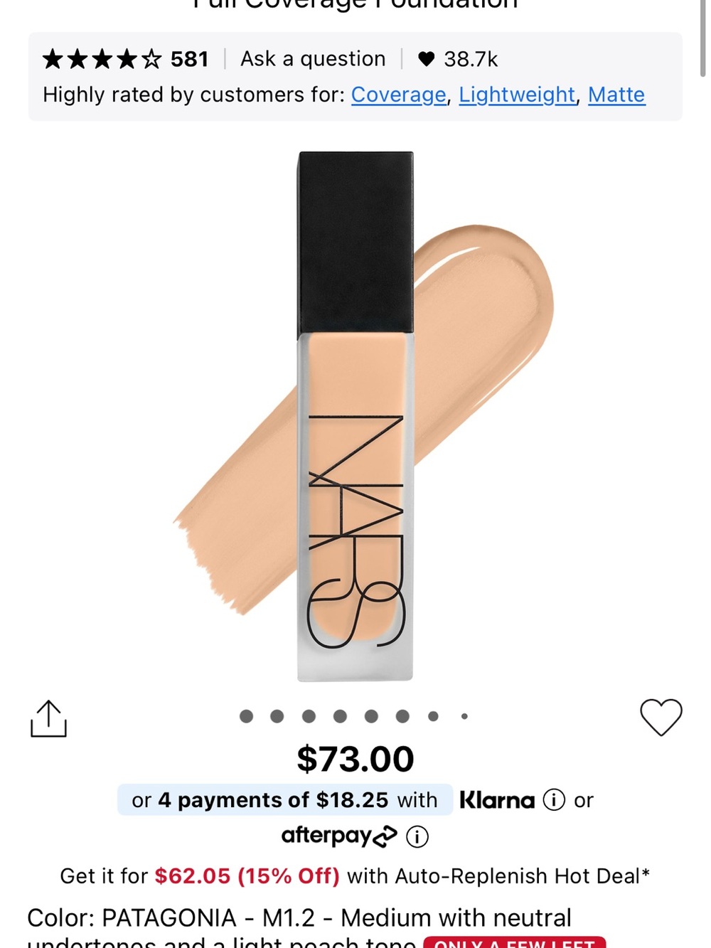 NARS Natural Matte Foundation - Patagonia M1.2